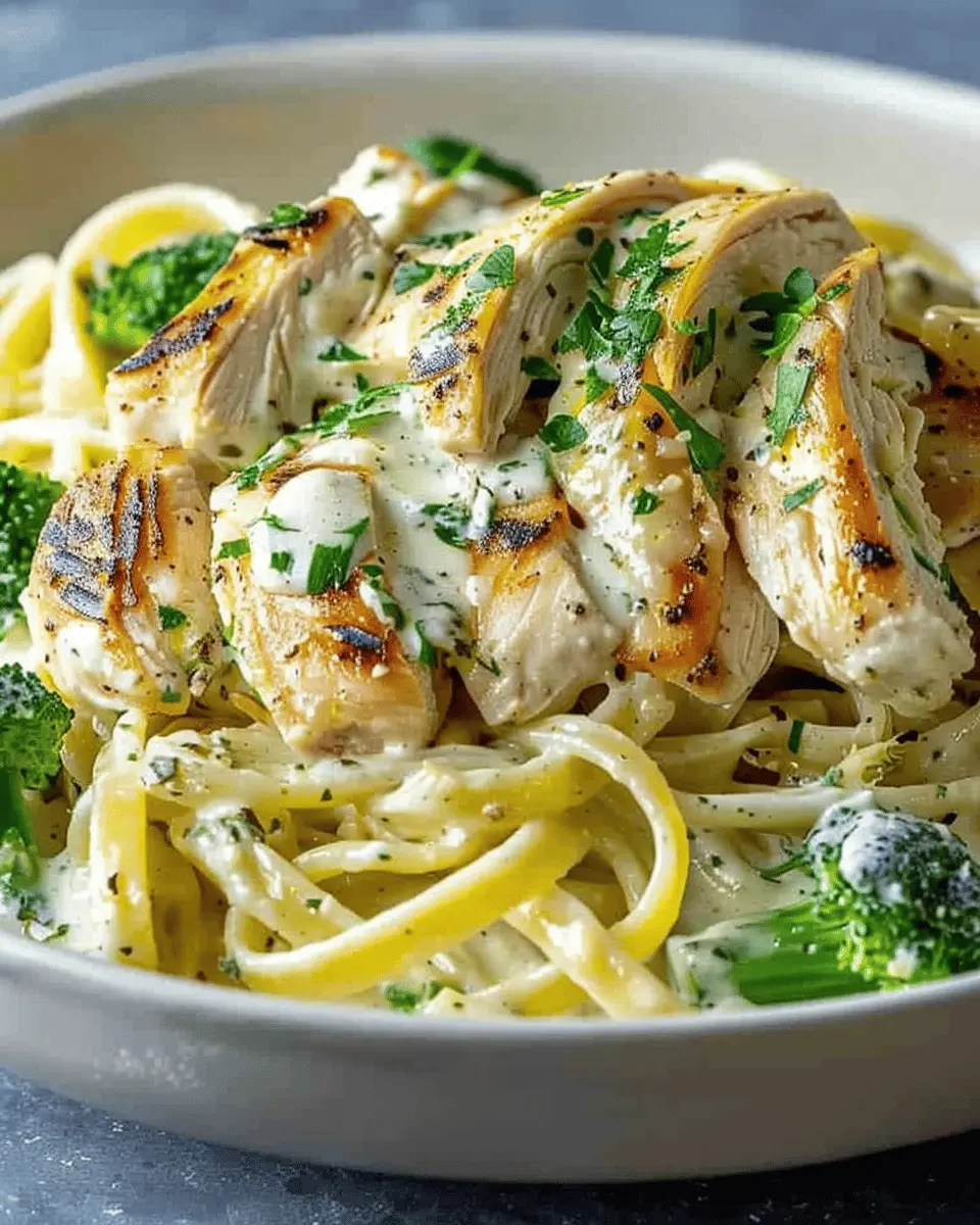Creamy Garlic Chicken Alfredo with Turkey Bacon Delight