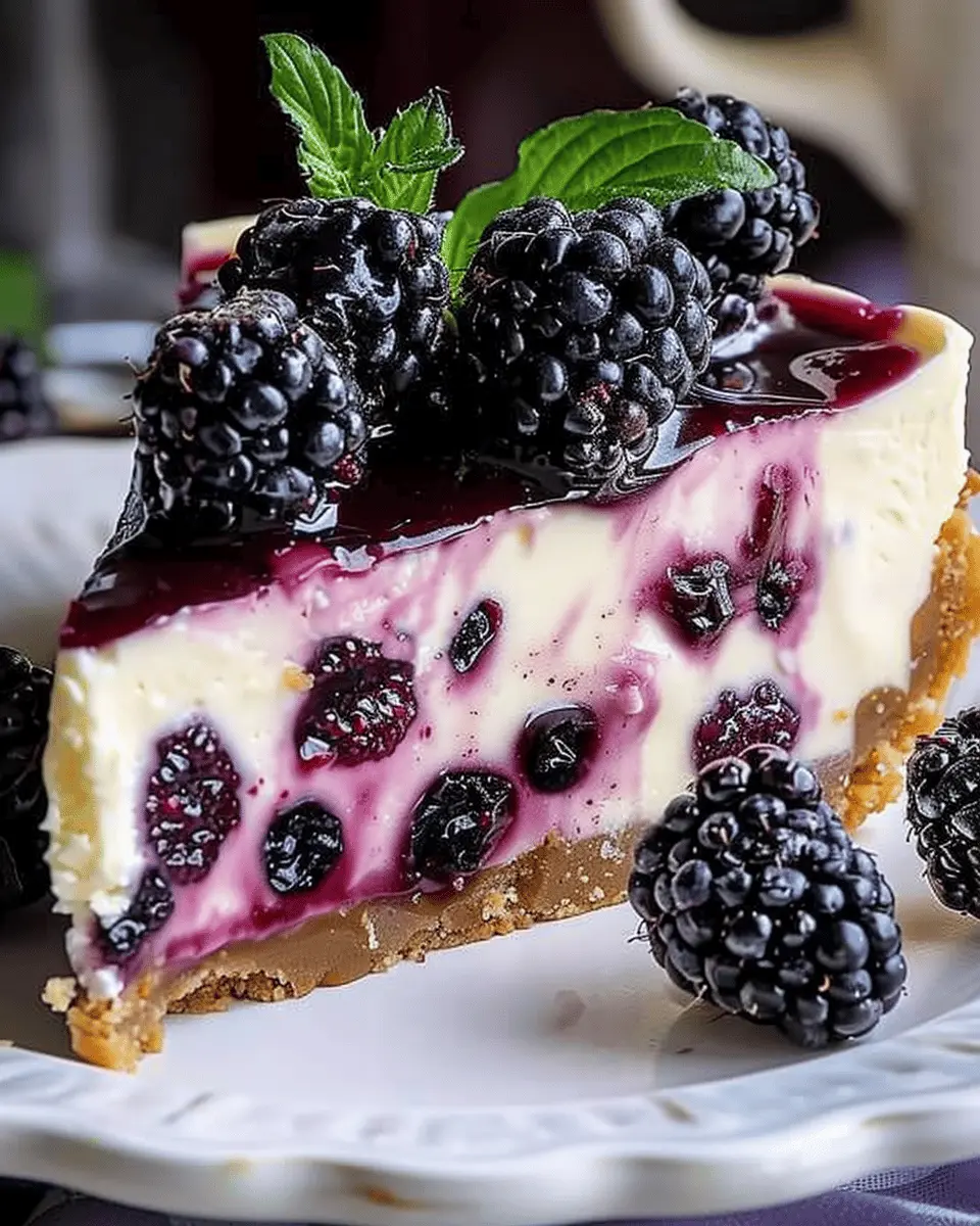 Elegant White Chocolate and Blackberry Dream Cheesecake Blissfully Indulgent