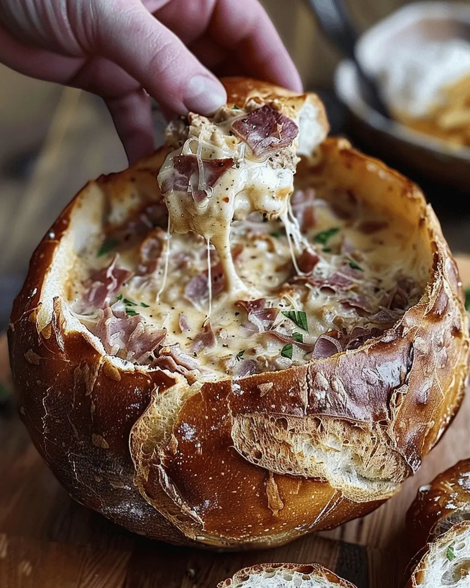 Reuben Dip in a Rye Bread Bowl: Indulgent Turkey Bacon Delight
