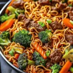 BEEF LO MEIN WITH VEGETABLES