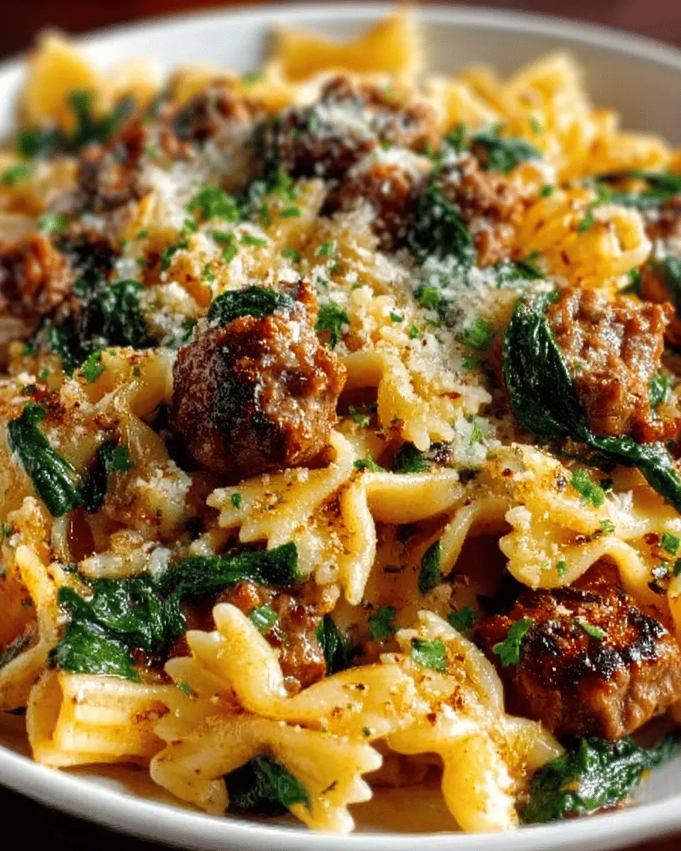 Creamy Garlic Butter Beef Pasta with Turkey Bacon & Spinach Indulgence