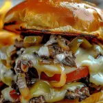 Double-Stuffed Philly Cheesesteak Smash Burger