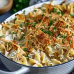 French Onion Chicken Noodle Casserole