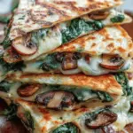 Cheesy Baked Spinach & Mushroom Quesadillas