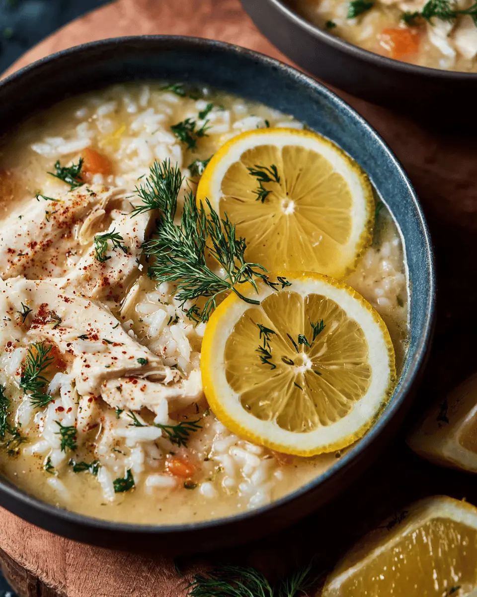 Lemony Greek Chicken Soup: Cozy Rice Dish with Dill Delight