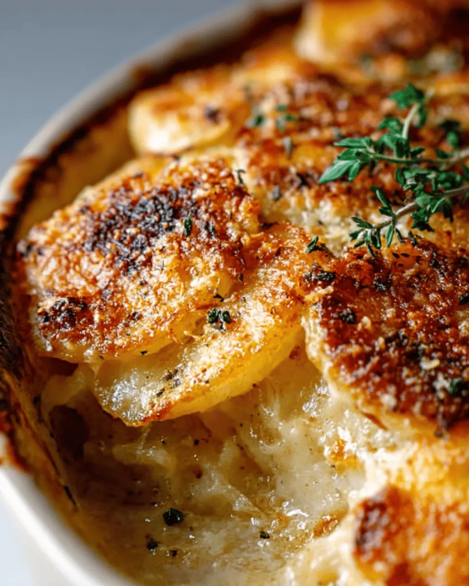 Bubbly Crispy Potato Gratin with Parmesan & Gruyere Delight