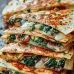 Cheesy Baked Spinach & Mushroom Quesadillas