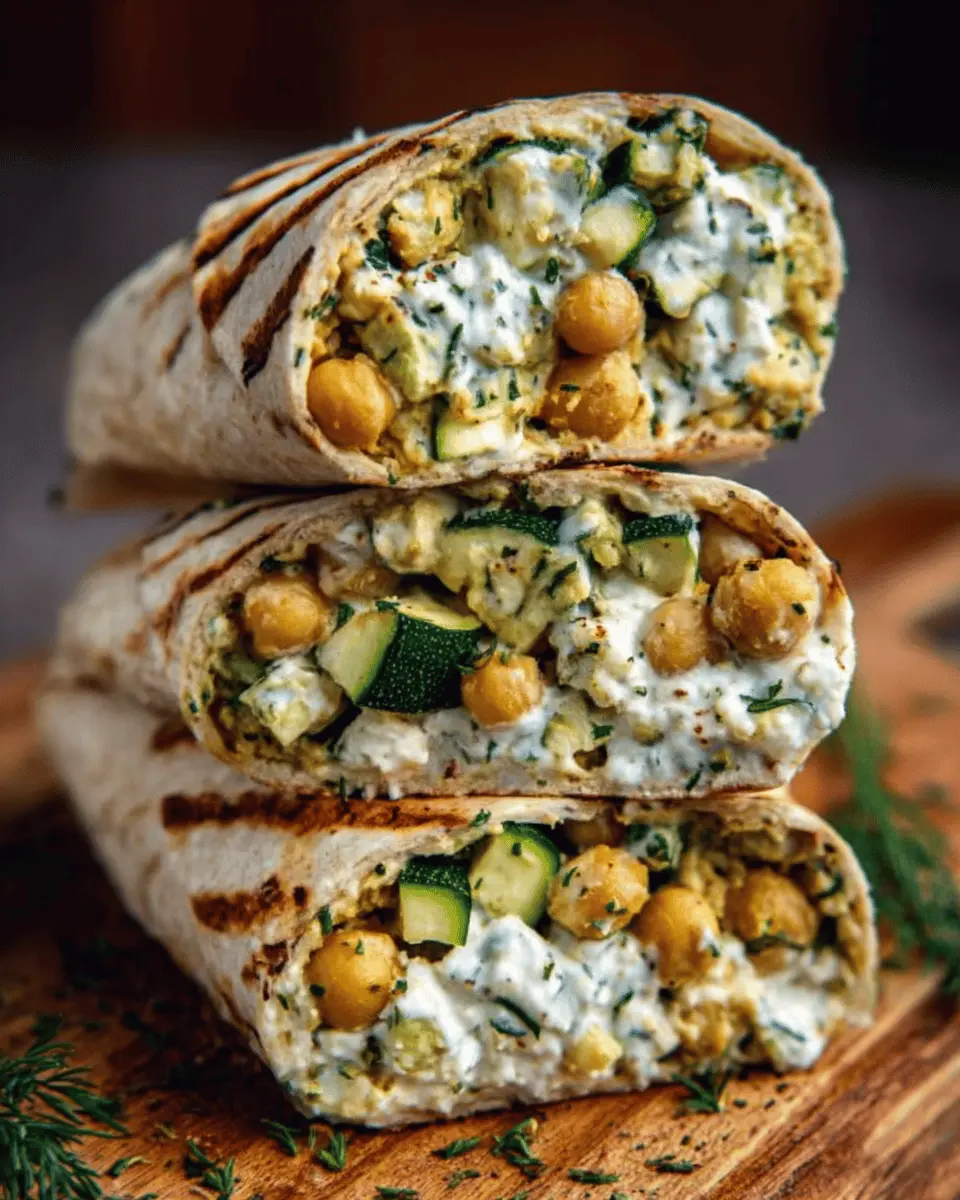 Grilled Zucchini Feta Chickpea Wrap: Easy Herbed Yogurt Delight