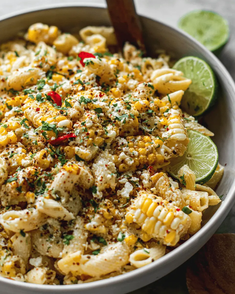 Creamy Mexican Street Corn Pasta Salad with Turkey Bacon Delight
