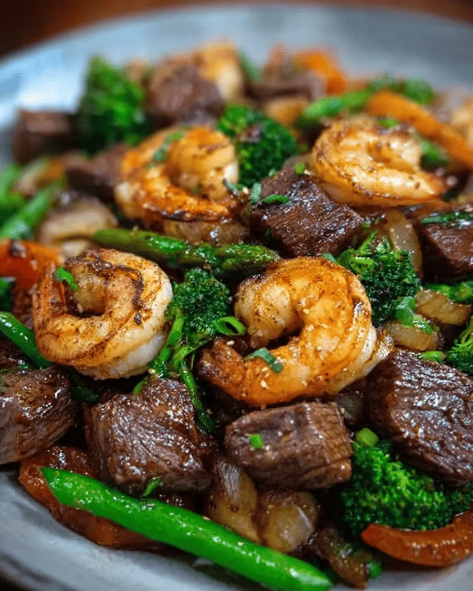Surf Turf Stir-Fried: Easy Recipe with Turkey Bacon and Beef