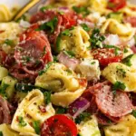 Italian Tortellini Pasta Salad with Salami and Mozzarella