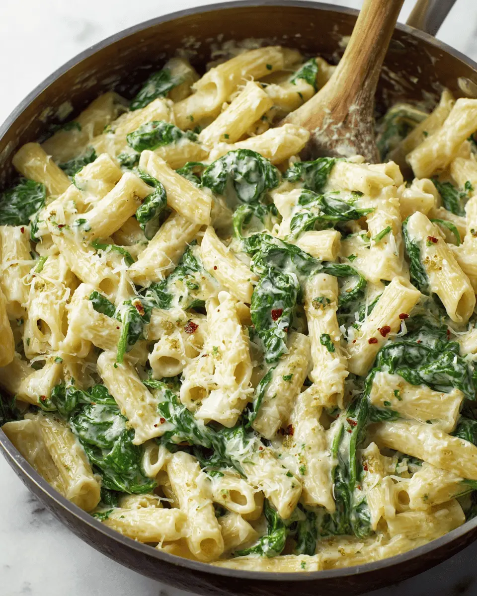 Creamy Garlic Butter Spinach Pasta with Savory Turkey Bacon Delight