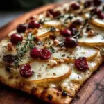 Pear, Brie, and Cranberry Flatbread with Thyme