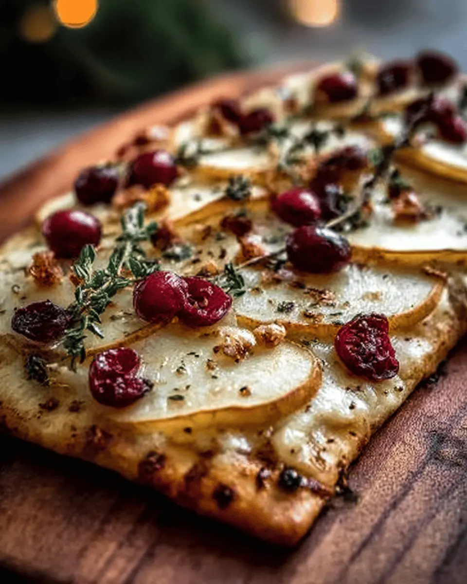 Pear, Brie, and Cranberry Flatbread: Easy Recipe with Thyme