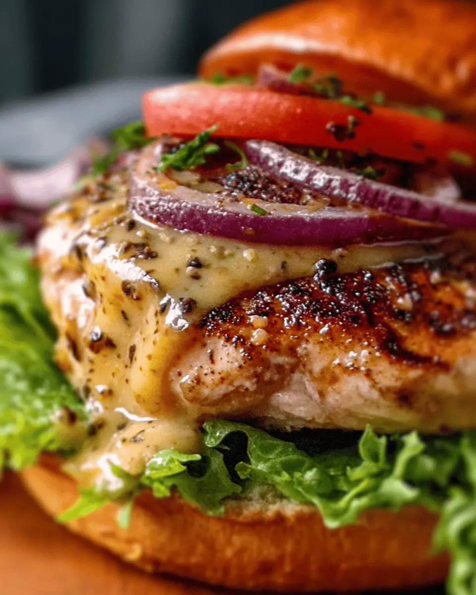 Oktoberfest Maple Mustard Chicken Burger with Savory Turkey Bacon