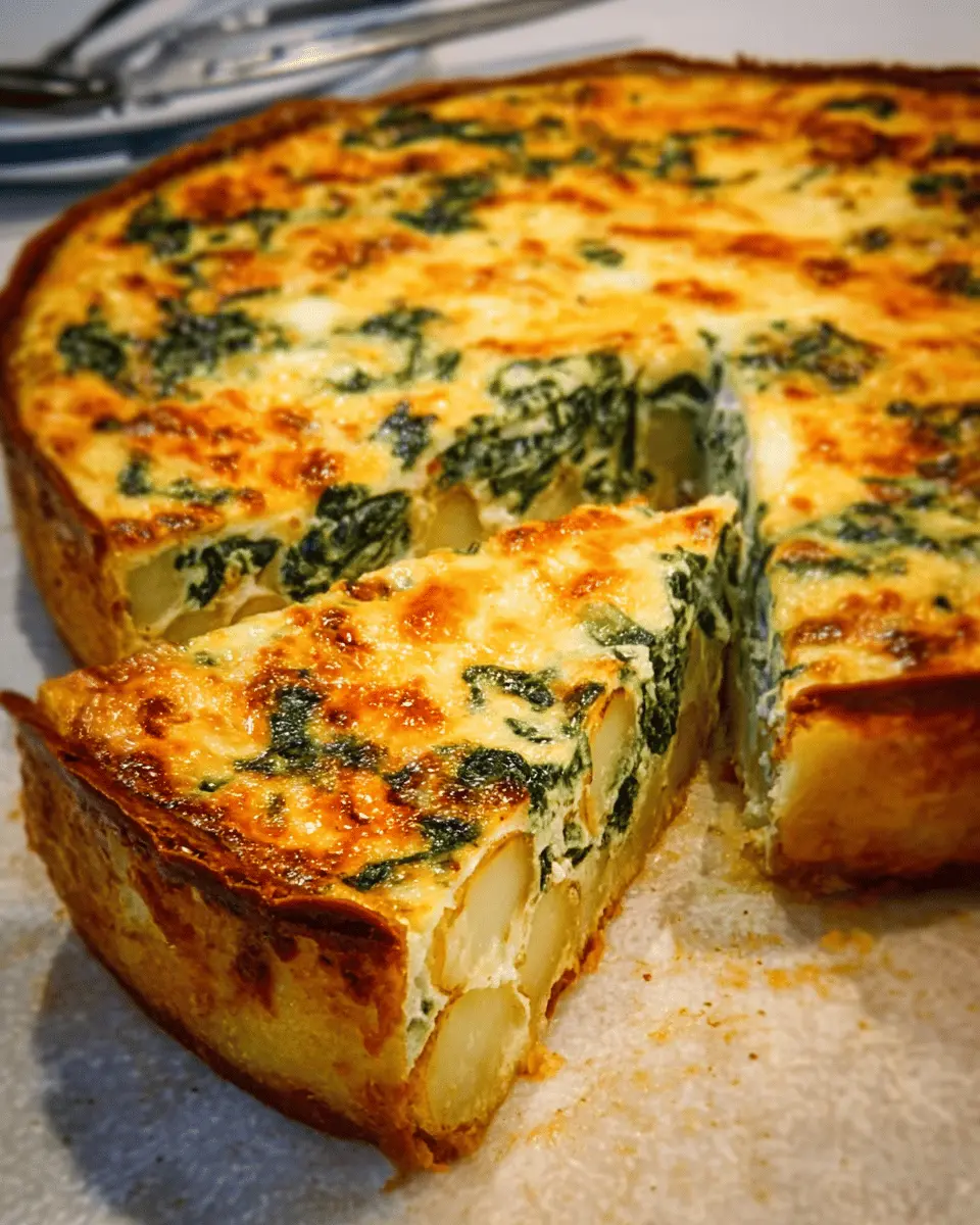 Cheesy Potato & Spinach Quiche: Easy Twist with Turkey Bacon