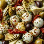 Marinated Mozzarella Balls, Artichokes, and Olives