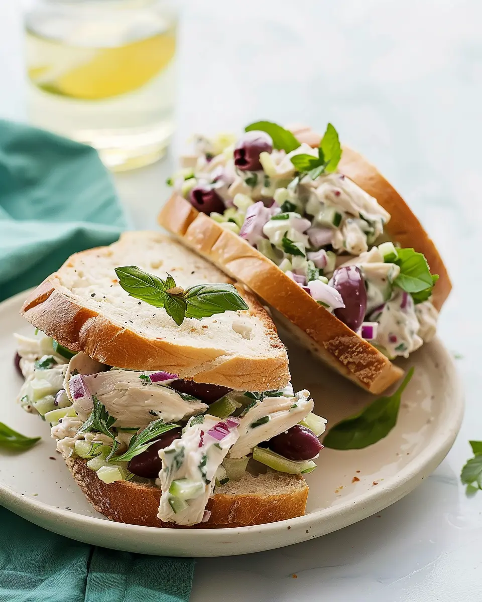 Mediterranean Chicken Salad Sandwiches with Turkey Bacon Delight