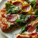 Salami, Spinach, and Provolone Pizza