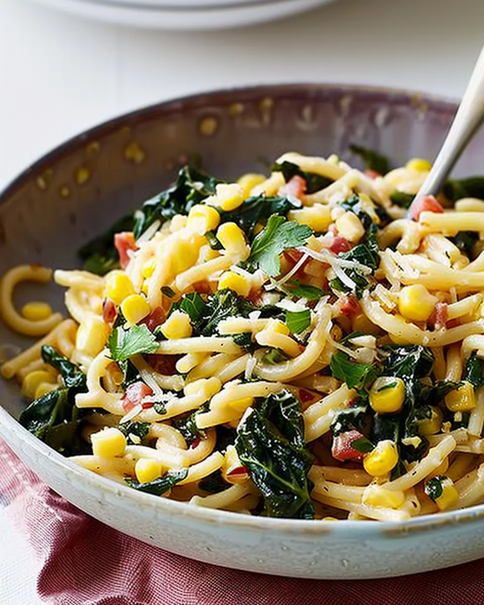 Pasta with Garlicky Swiss Chard and Corn: A Flavorful Twist