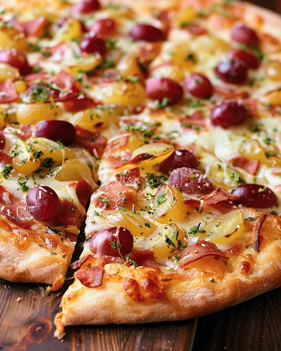 Grape Pizza: A Juicy Twist with Turkey Bacon and Chicken Ham