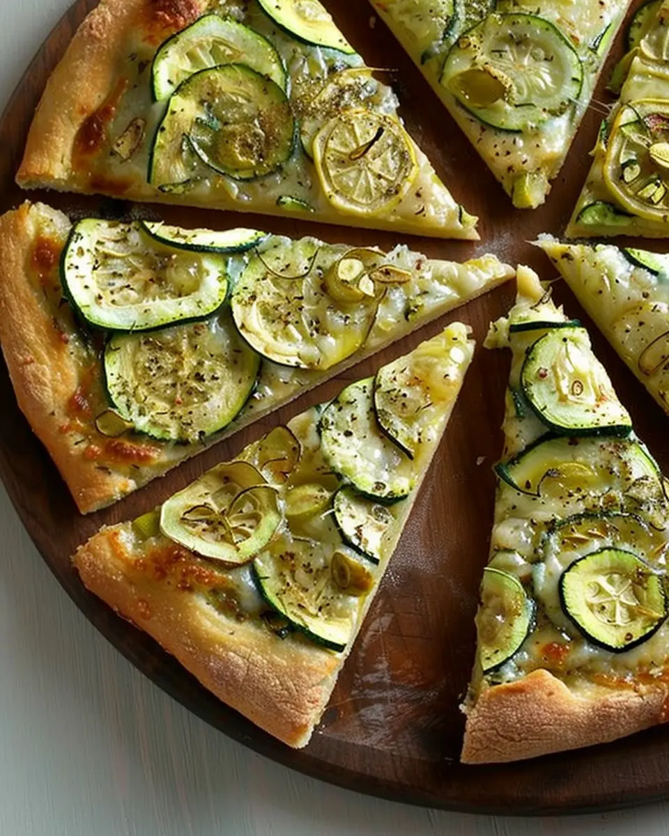 Lemony Zucchini Pizza: A Fresh Garlic and Parmesan Delight