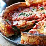 Spinach and Pepperoni Stuffed Deep Dish Pizza