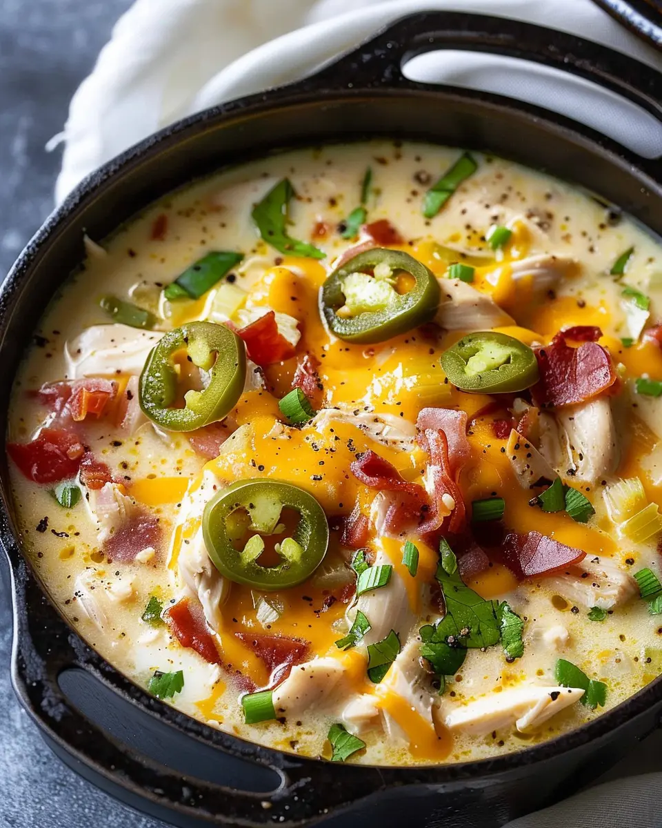 Spicy Jalapeño Popper Chicken Soup: Creamy Comfort with Turkey Bacon