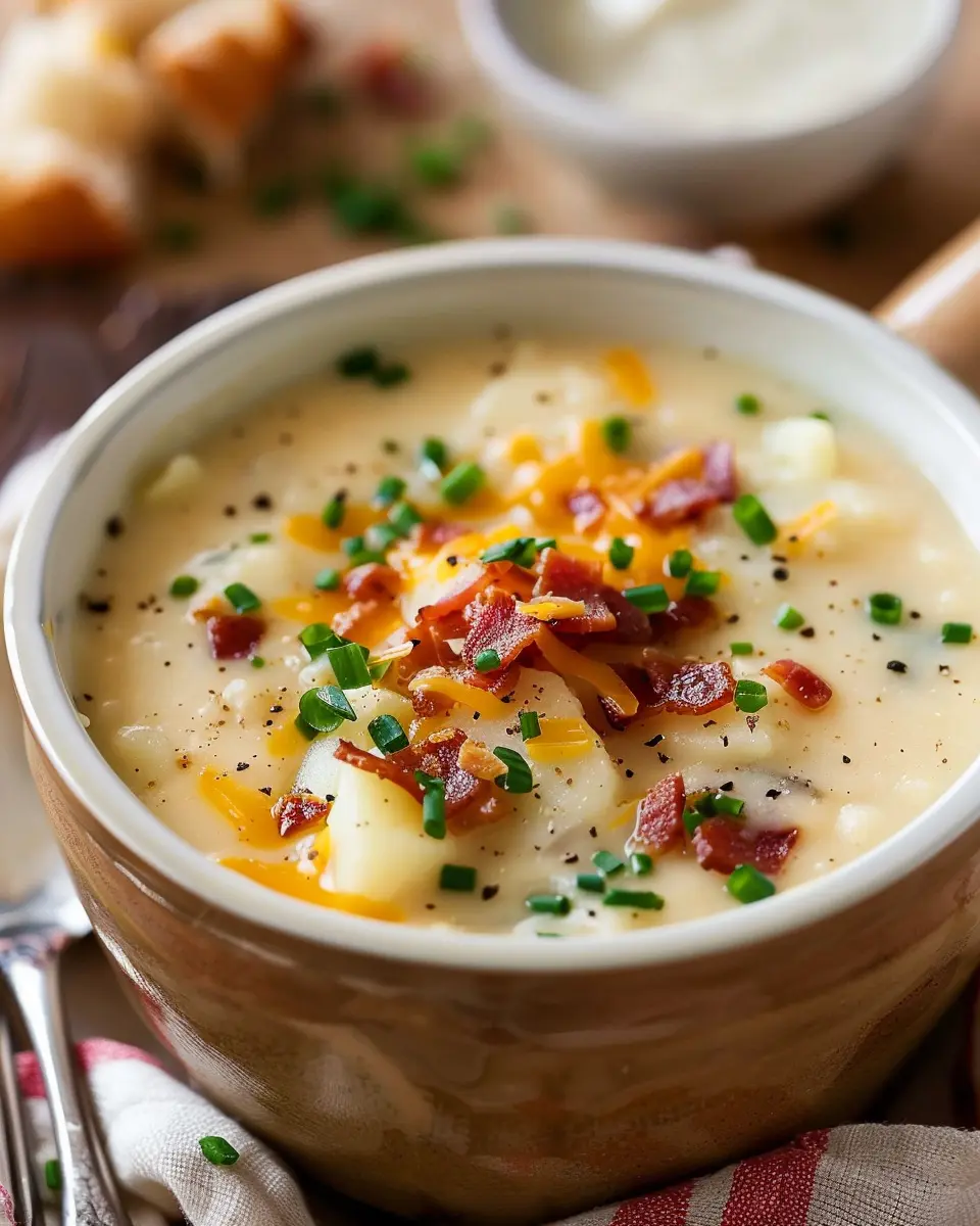 Baked Potato Soup: The Best Creamy Recipe with Turkey Bacon