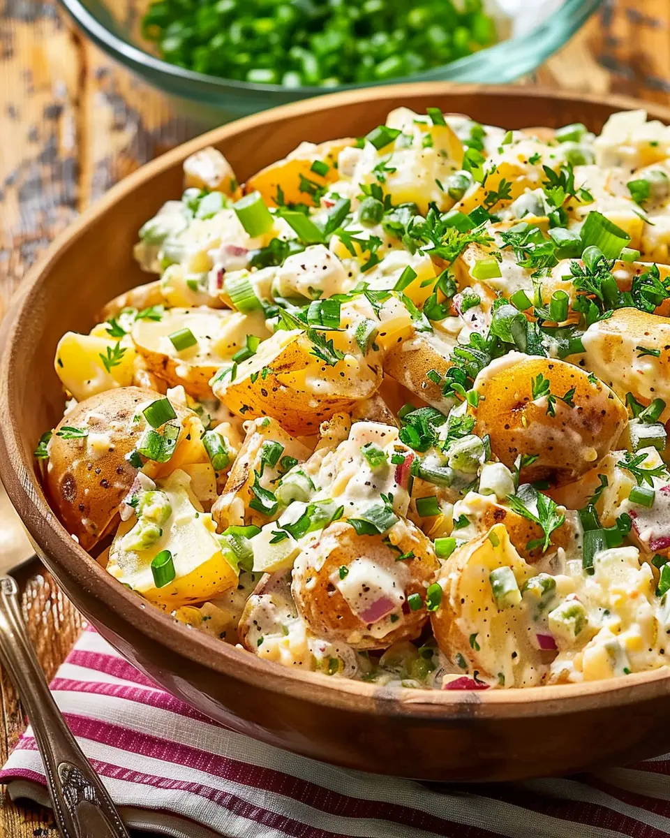Cowboy Potato Salad with Turkey Bacon and Chicken Ham Delight