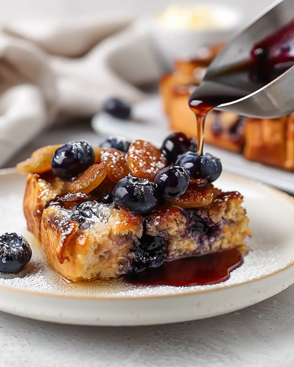 Best Blueberry French Toast Casserole with Turkey Bacon Delight