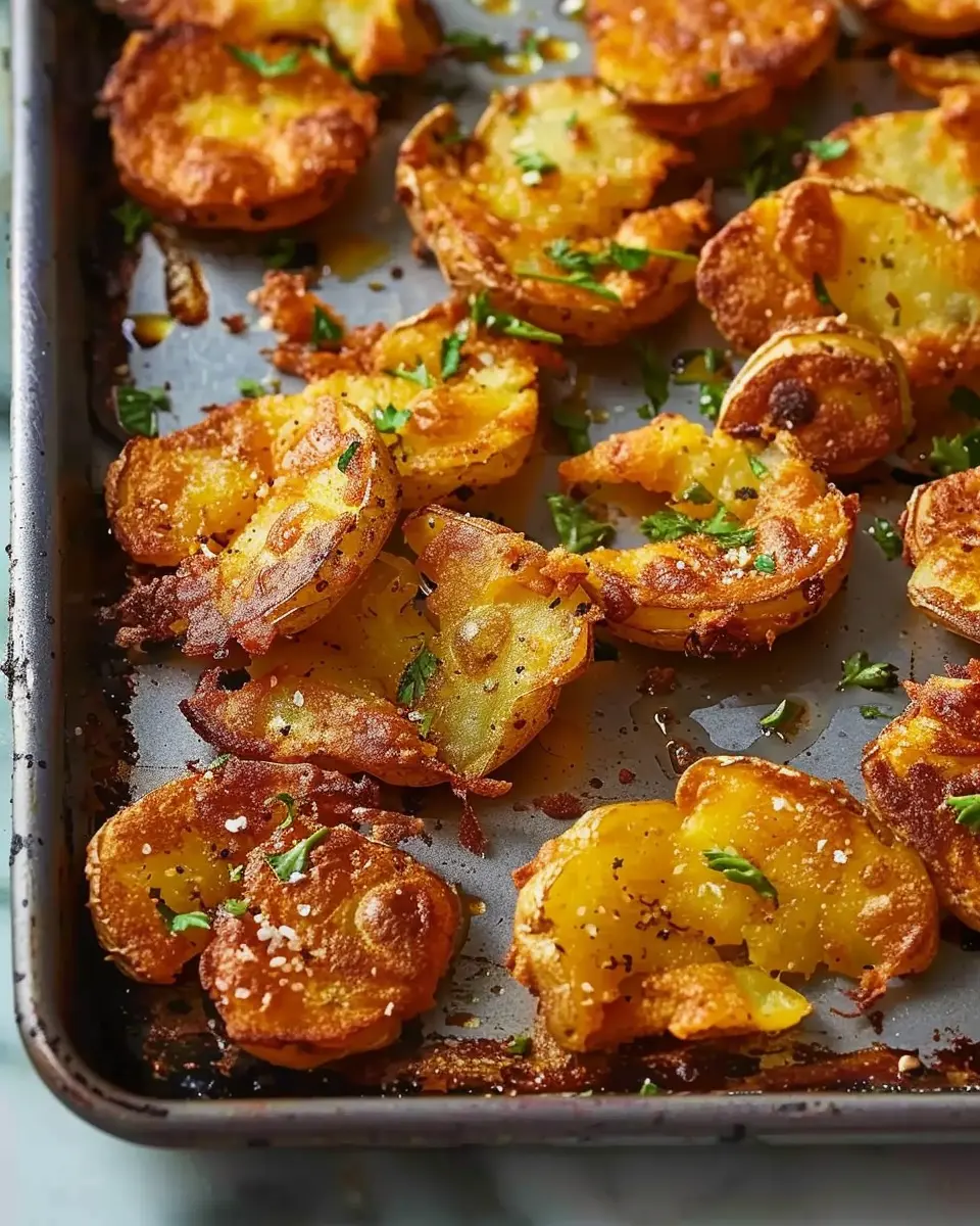 Super Crispy Smashed Potatoes with Turkey Bacon and Herbs