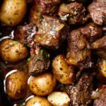 Slow Cooker Garlic Butter Beef Bites & Potatoes