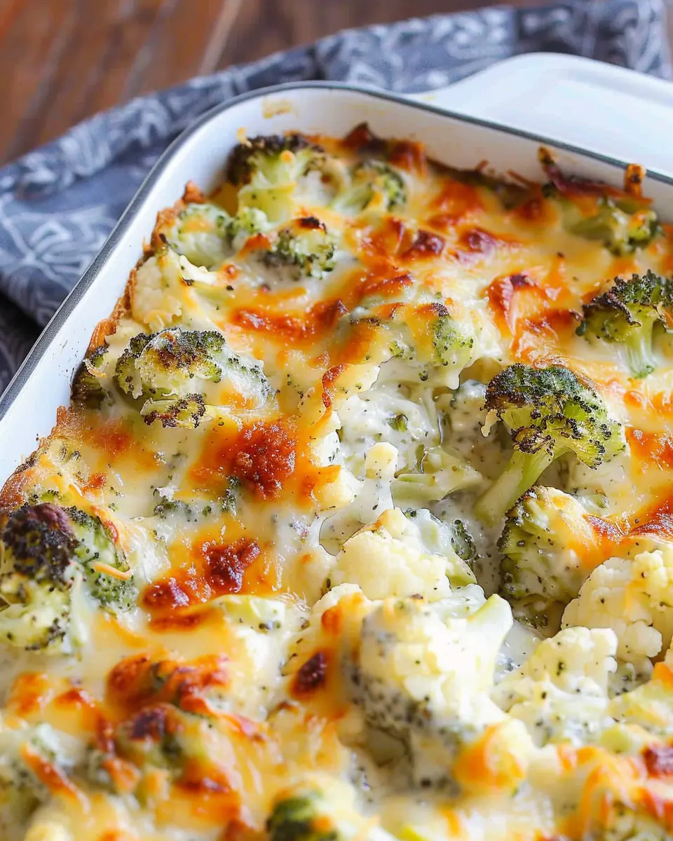 Loaded Cauliflower Broccoli Casserole: Easy Turkey Bacon Delight