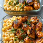 High Protein Honey Garlic Butter Chicken with Mac & Cheese