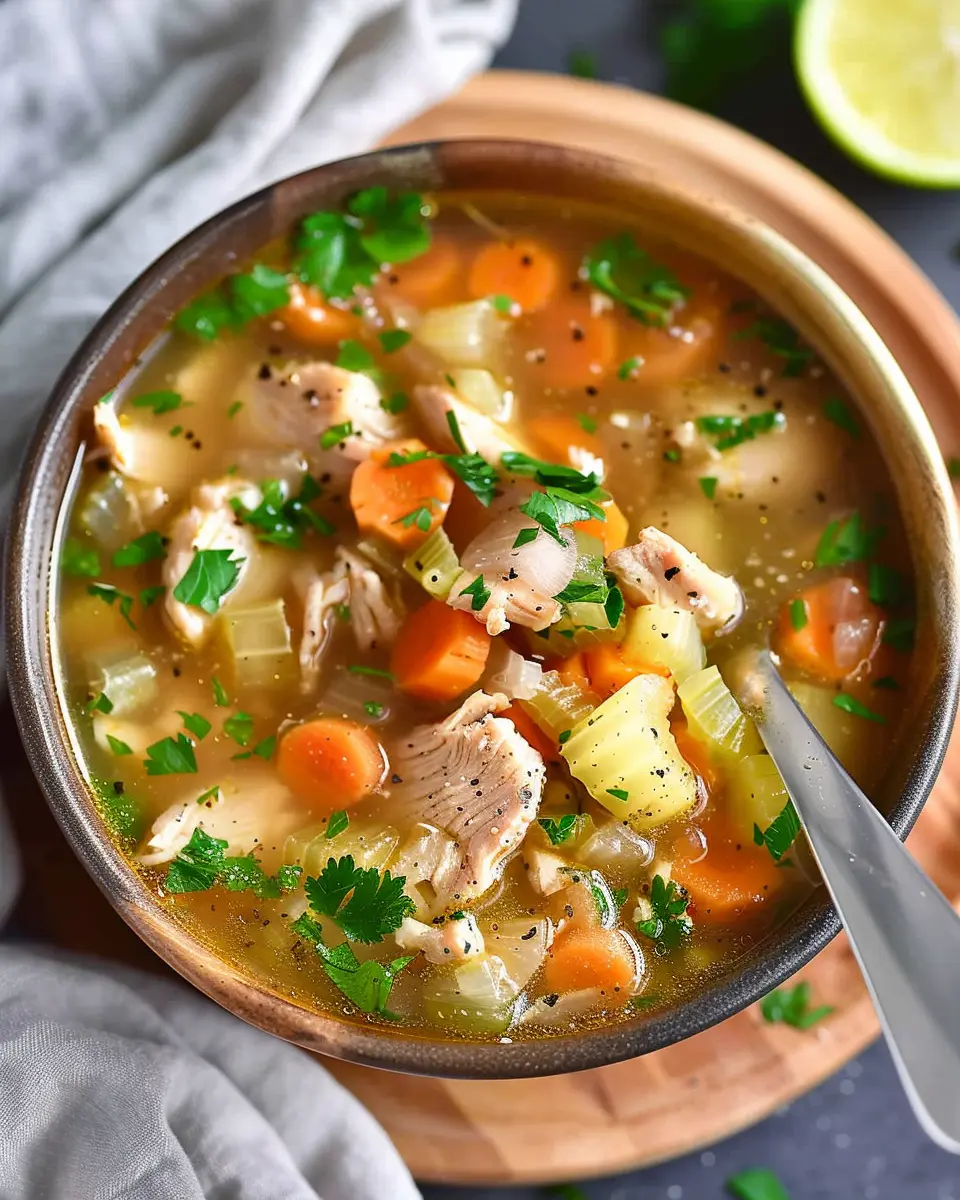 Easy Keto Low Carb Chicken Soup with Turkey Bacon Delight