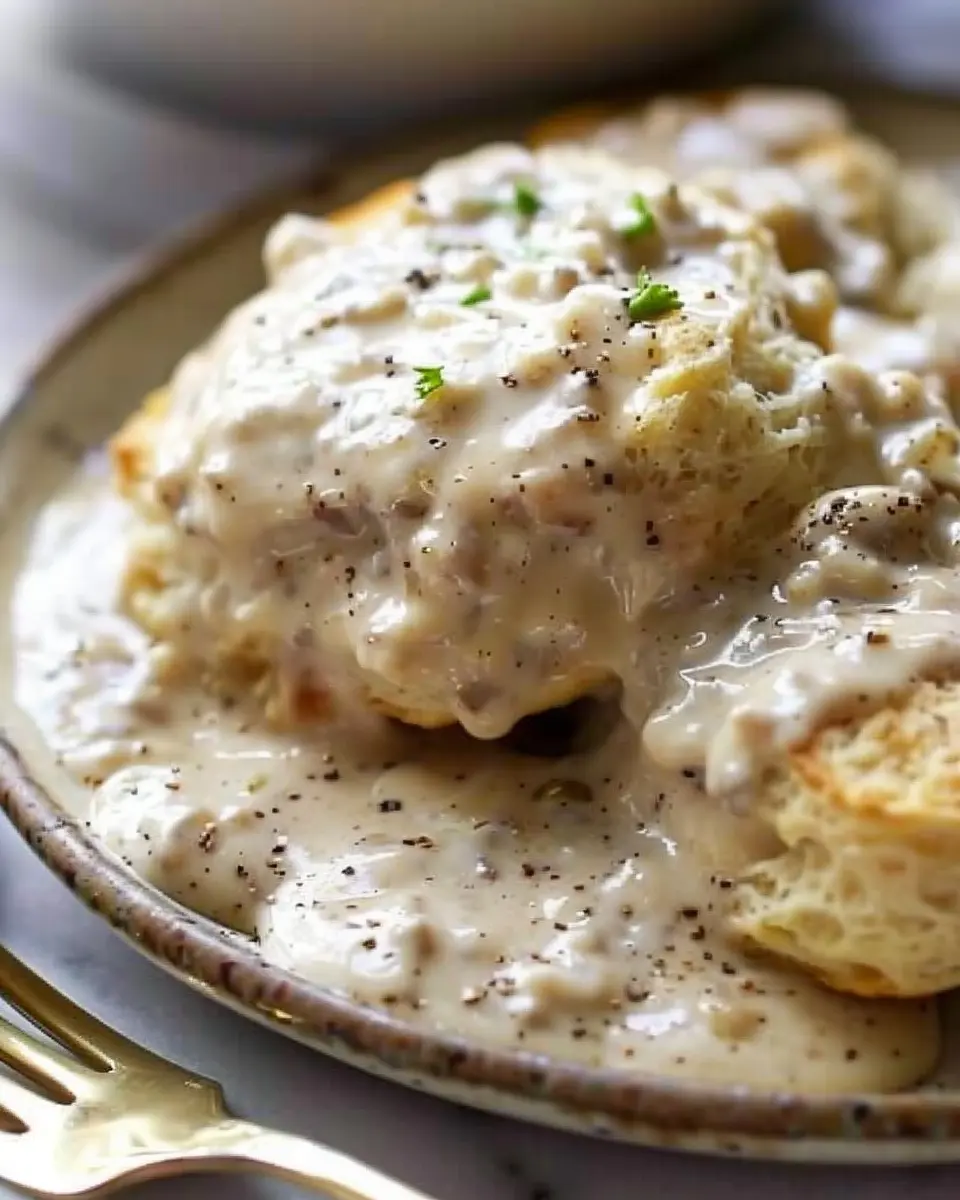 Biscuits and Gravy: Indulgent Comfort Food with Turkey Bacon and Beef