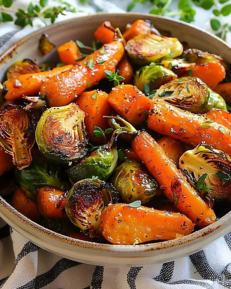 Maple Glazed Carrots and Roasted Brussel Sprouts Recipe for a Healthy Delight