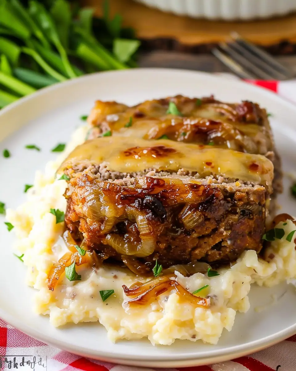 Crock Pot French Onion Meatloaf with Turkey Bacon Delight