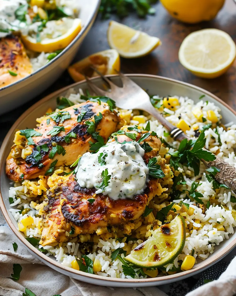 Dump-and-Bake Chicken Tzatziki: Easy Meal with Flavorful Rice
