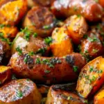 Honey Garlic Sausage with Roasted Sweet Potatoes