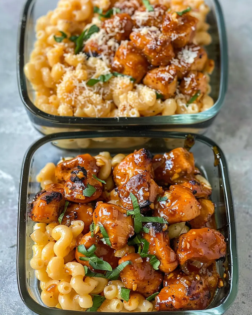 High Protein Honey Garlic Butter Chicken with Mac & Cheese Bliss