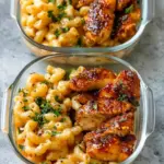 High Protein Honey Garlic Butter Chicken with Mac & Cheese