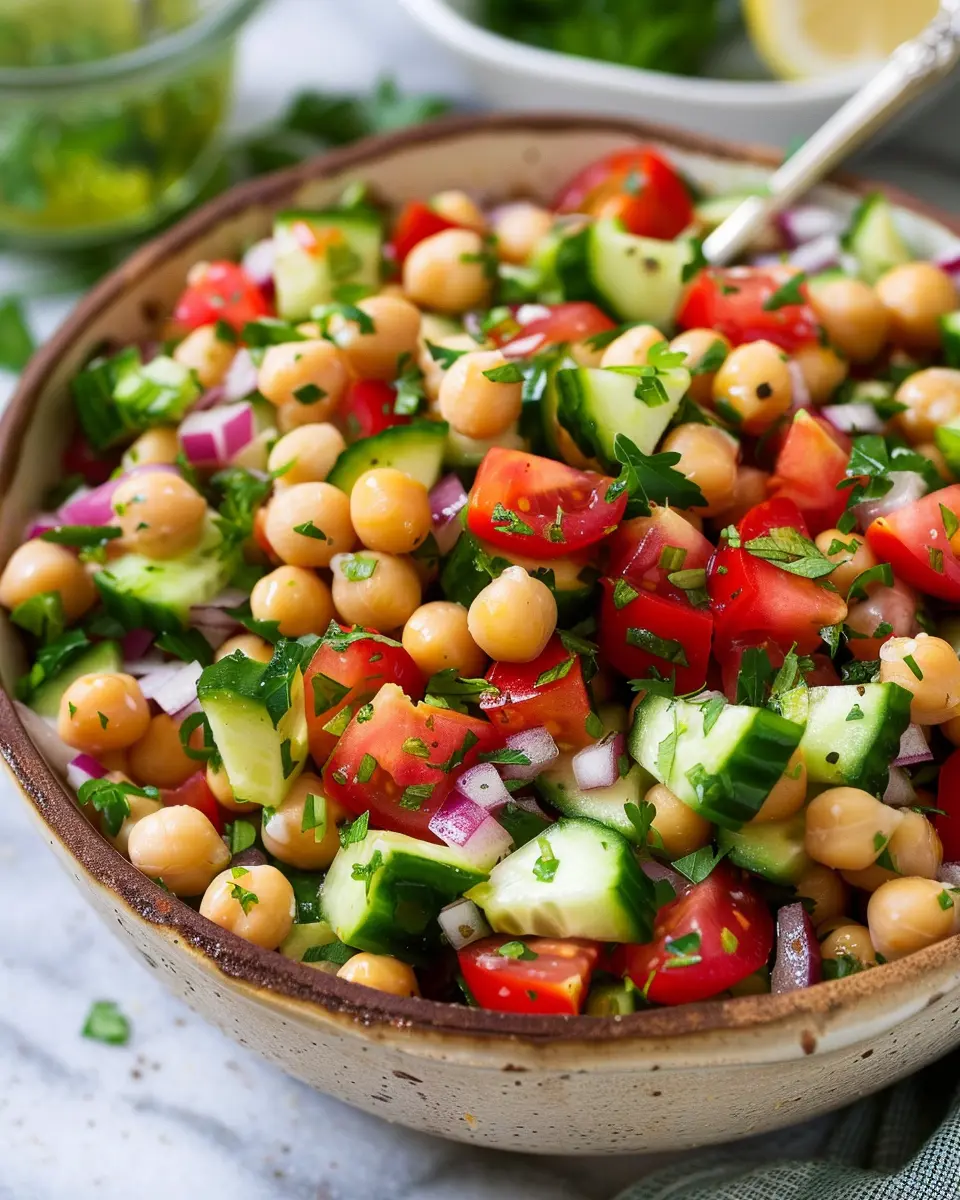 Chickpea Salad: Easy, Fresh Recipe with Turkey Bacon and Veggies