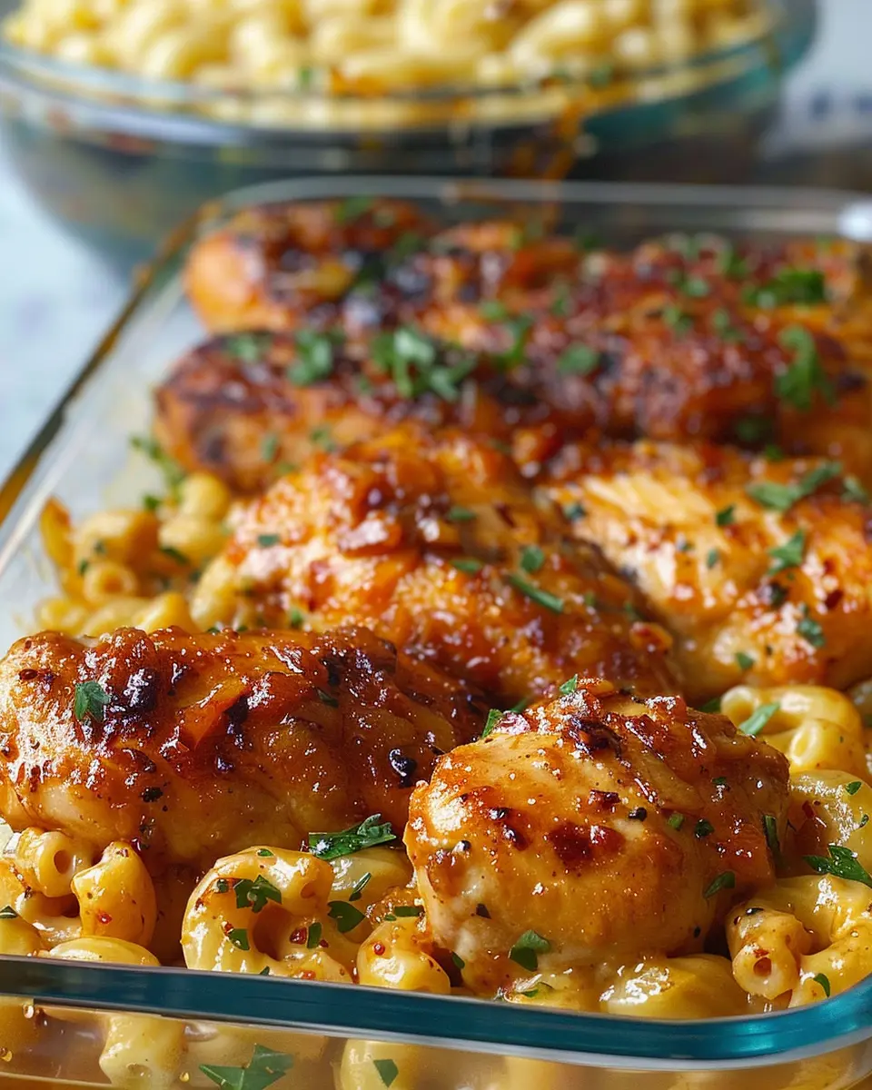 High Protein Honey Garlic Butter Chicken with Mac &amp; Cheese Delight