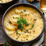 Hearty Cheddar Garlic Herb Potato Soup