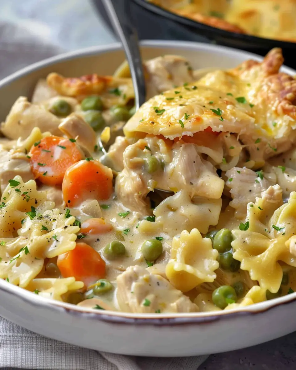 Quick Chicken Pot Pie Pasta: Easy Comfort Food with Turkey Bacon