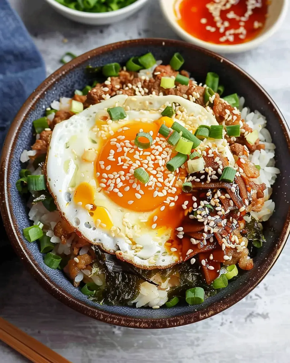 Korean egg rice: Easy Gyeran Bap with Turkey Bacon Delight