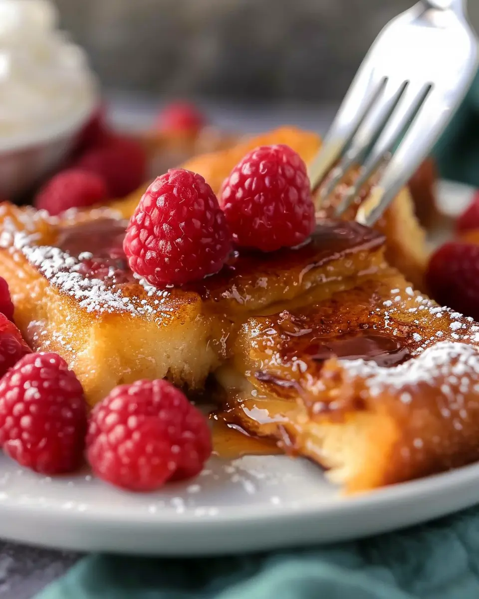 Overnight Creme Brûlée French Toast Bake with Turkey Bacon Delight
