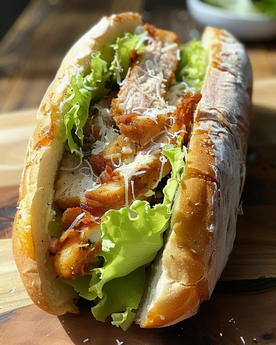 Crunchy Chicken Caesar Sandwich with Turkey Bacon Twist